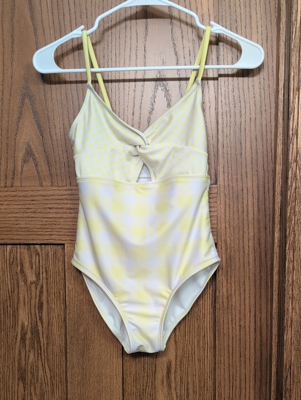 Cat & Jack Yellow Gingham Twist-Front One-Piece Swim